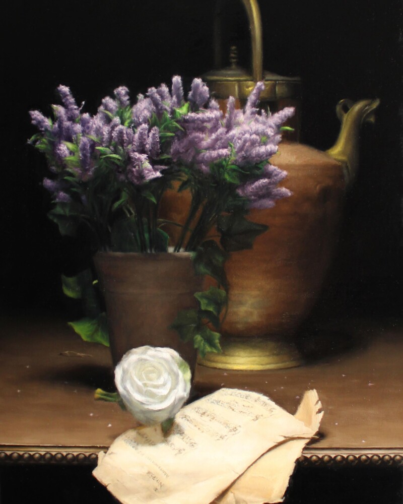 Still life with lavender - Oil on Canvas - 40 x 65 cm