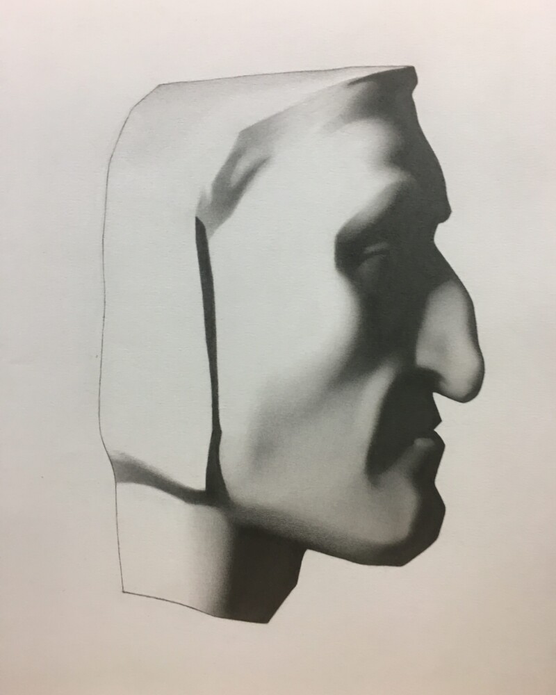 Totenmaske Dante - Bleistift - 30 x 40 cm