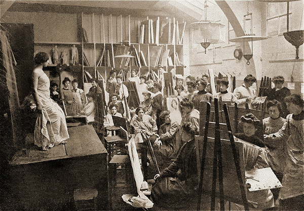 Academie Julian in Paris, 1880s - women's figureclass
